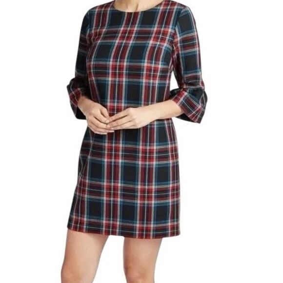 vineyard vines Jolly Plaid Greenwich Flutter Sleeve Shift Dress Size 0 - Picture 1 of 6